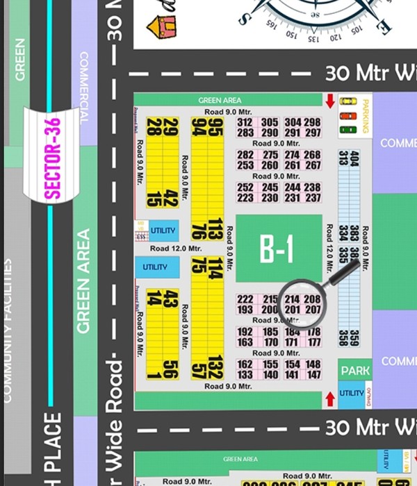 Rohini Sector 36 Plot for Sale - B1-203c Front View