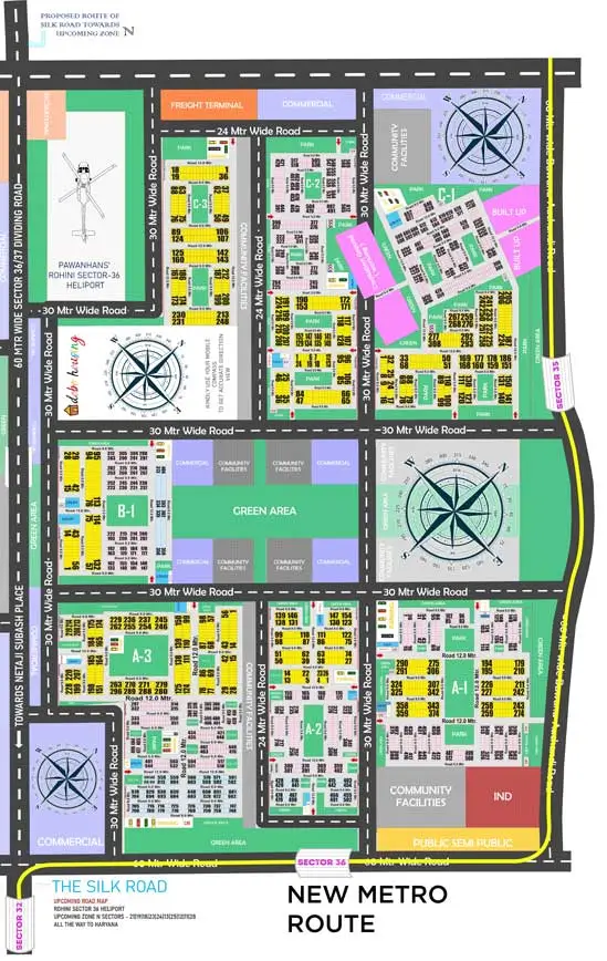 Rohini Sector 36 high-resolution updated layout plan map for download and viewing.