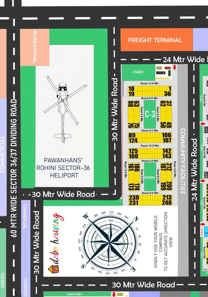 Rohini Sector 36 Pocket C-3 updated layout plan map.